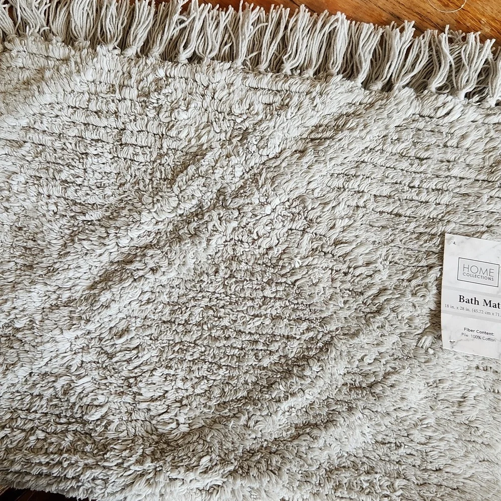 Boho Bath Mat‎ Rug with Tassels Gray Cotton