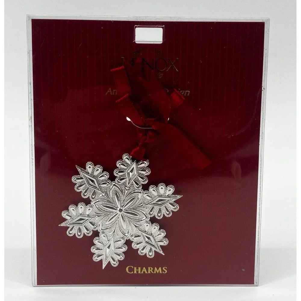Lenox Christmas Ornament Silver Plated Snowflake Charm Made USA‎ New