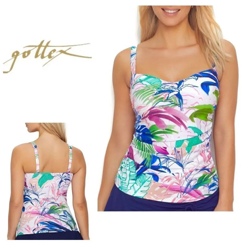 New. GOTTEX floral tankini bra sized top. 36D.