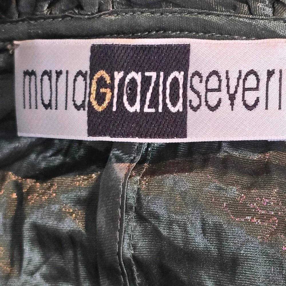 Maria Grazia Severi Y2K Vintage Green Metallic Jacket IT 48 Jewel Button Italy‎