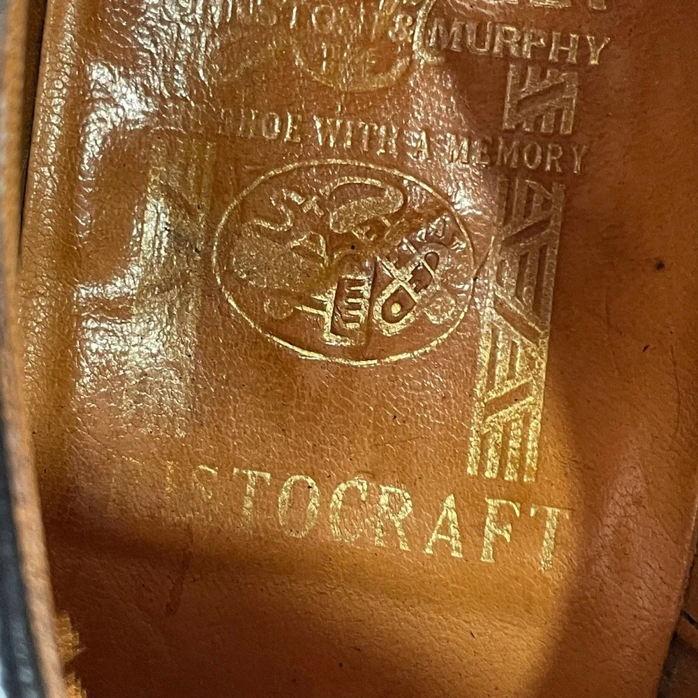 Johnston Murphy Aristocraft Wingtip Blucher Shoes Mens 9 Burgundy Leather Office