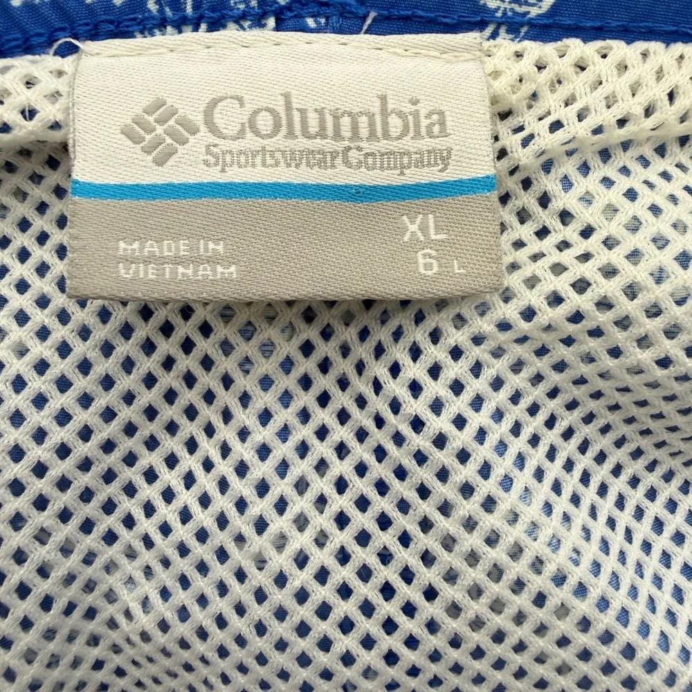 Columbia PFG Swim Trunks Shorts Mens XL Blue Island Mermaid Fish Fishing