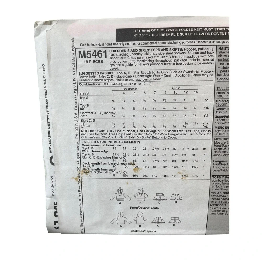 McCalls includes 18