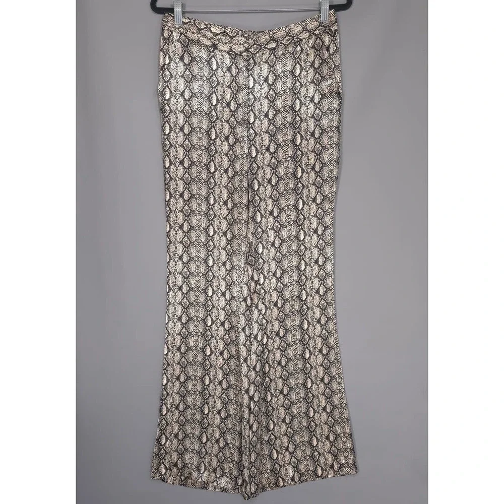 ZARA New Trousers Pants MEDIUM Snake Print Flared Boot HighRise Flowing 7484/231