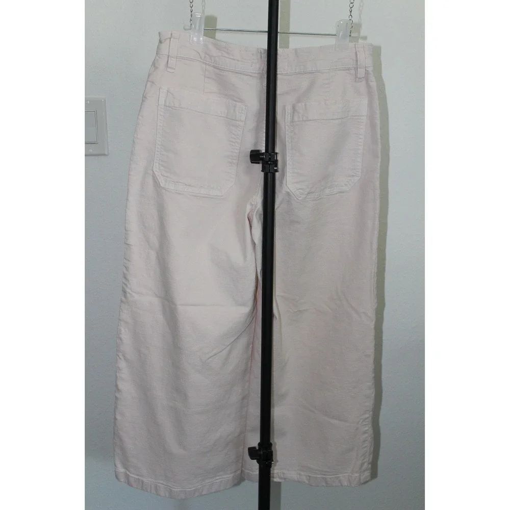 Point Sur J.Crew Wide Leg Crop Pants Pale Pink‎ High Rise Patch Pocket Size 28