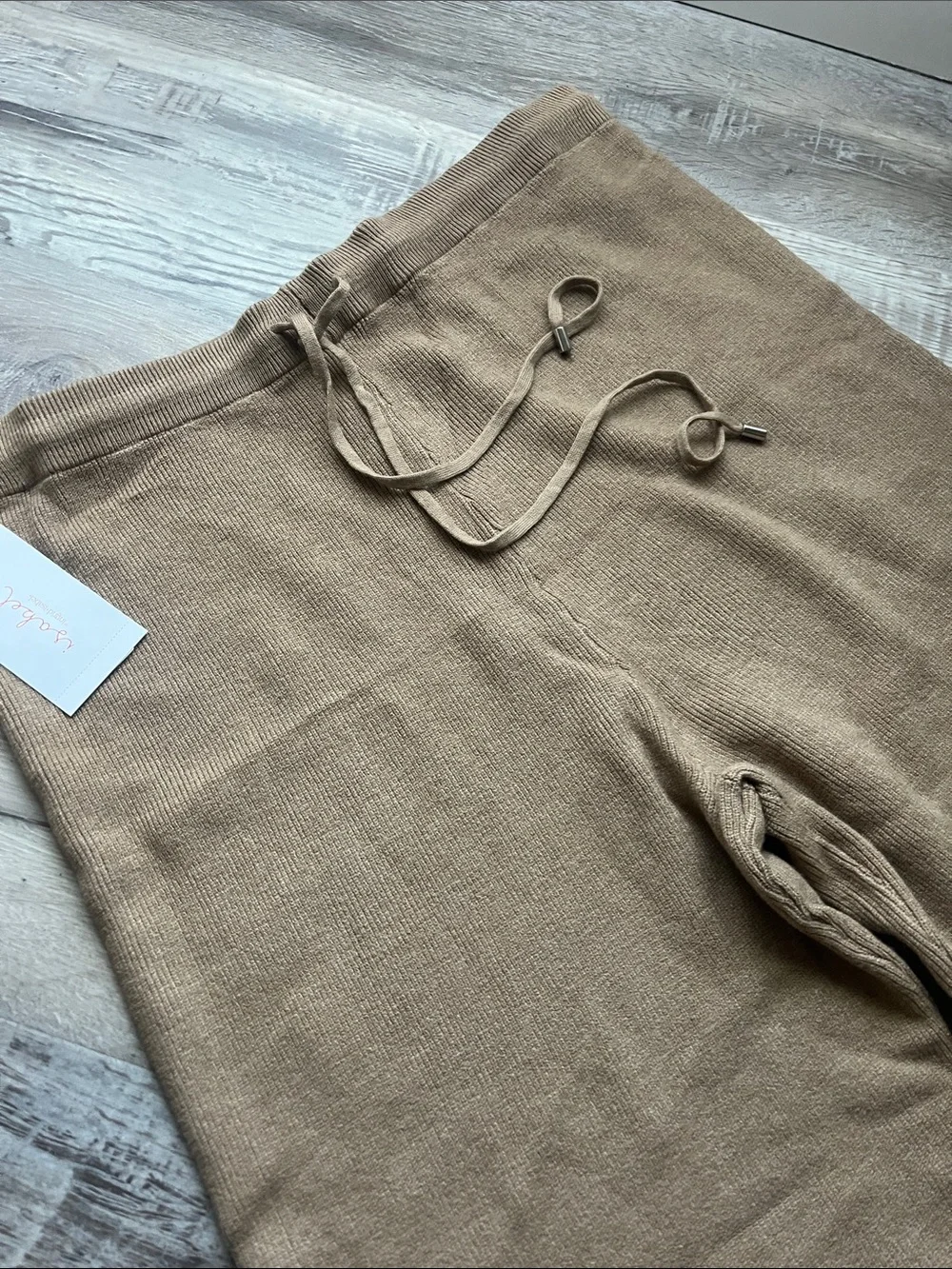 Isabel Maternity by Ingrid & Isabel Wide-Leg Knit Drawstring Pants in Camel