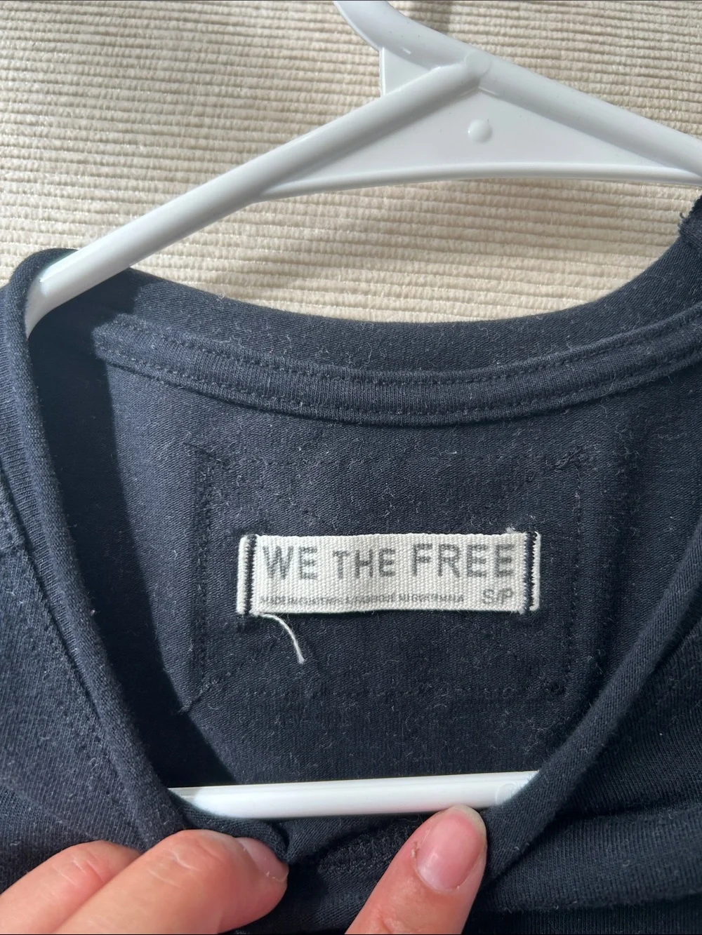 Free People Black Short Sleeve Crop Tee