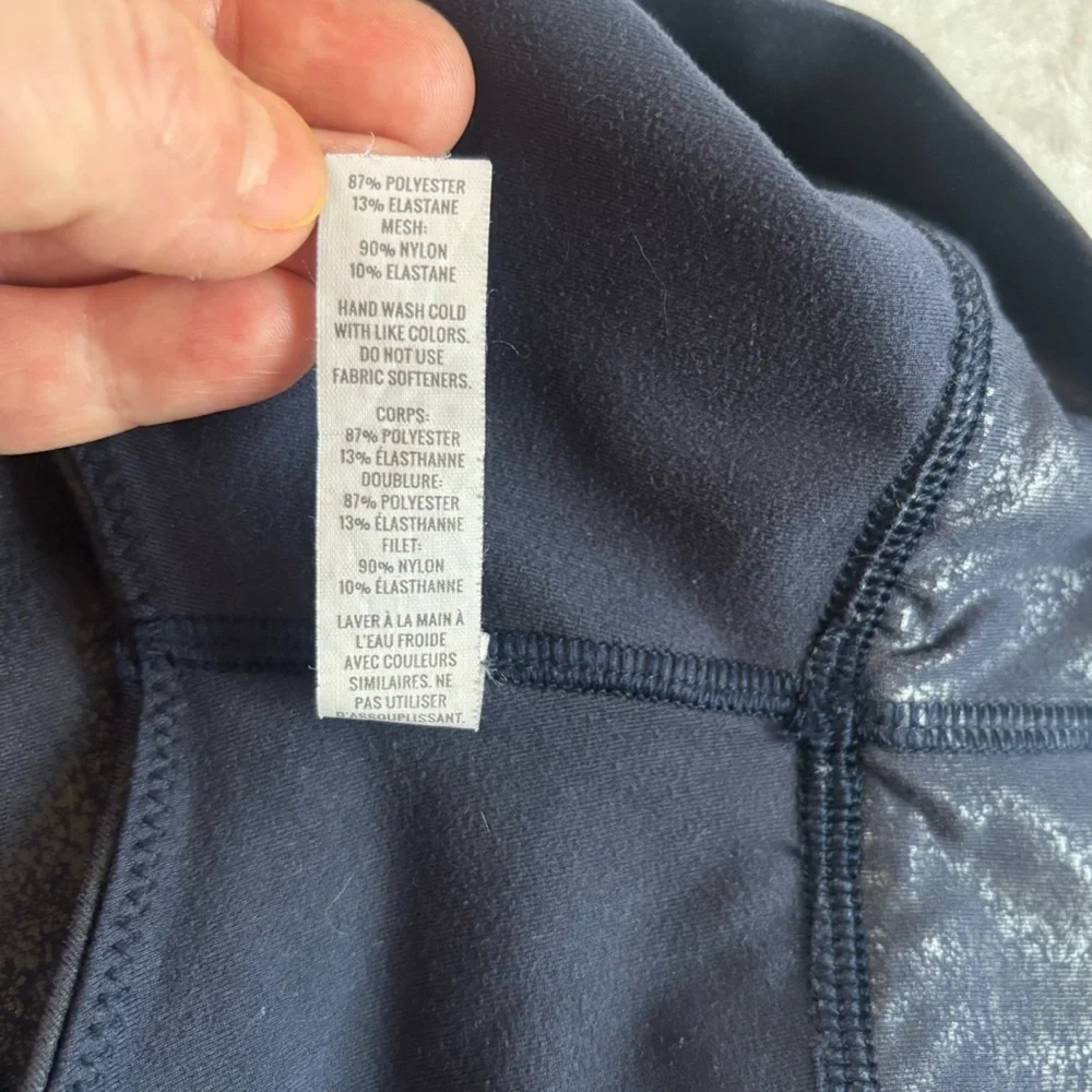 OFFLINE by Aerie The Hugger Crackle Metallic Sports Bra Navy Blue Large