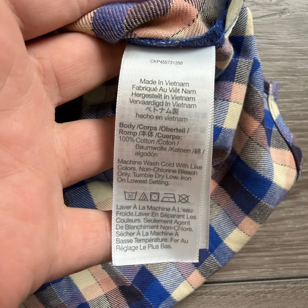 Madewell Womens Button Down Shirt Flannel Plaid Blue Pink XS NB548