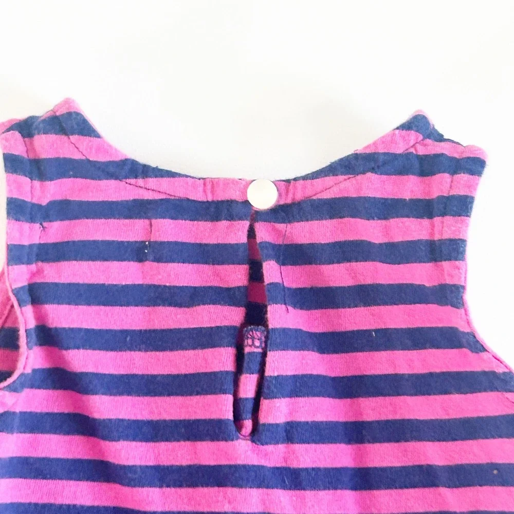 Ralph‎ Lauren Baby Girls Pink Navy Striped Preppy Nautical Ruffle Dress Size 3M
