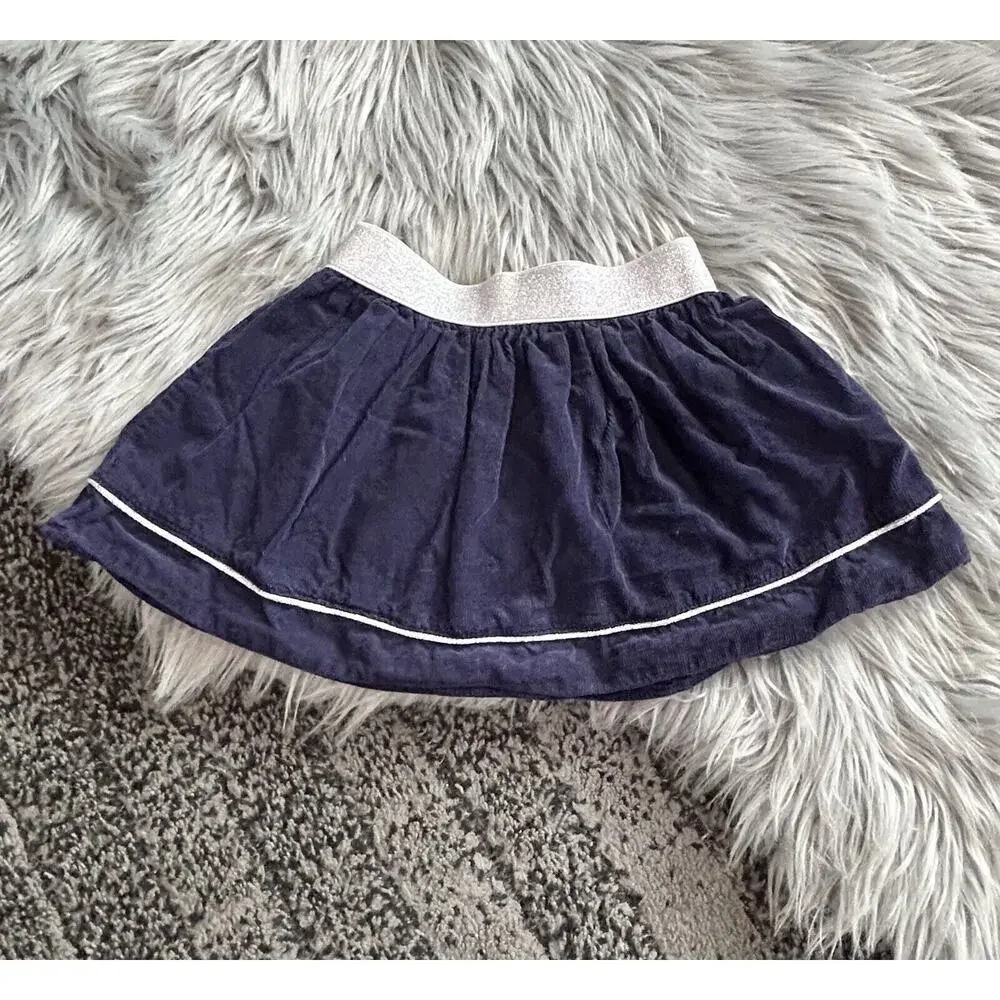 Gymboree Girls Navy Corduroy Skirt‎ With Glitter Waist Band Size 3T