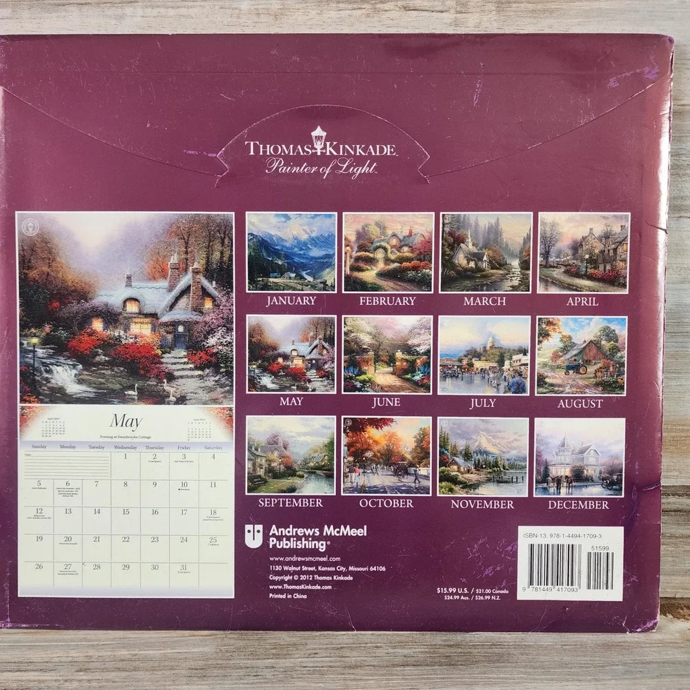 Thomas Kinkade Painter of Light 2013 Wall Calendar New Sealed Collectible Art