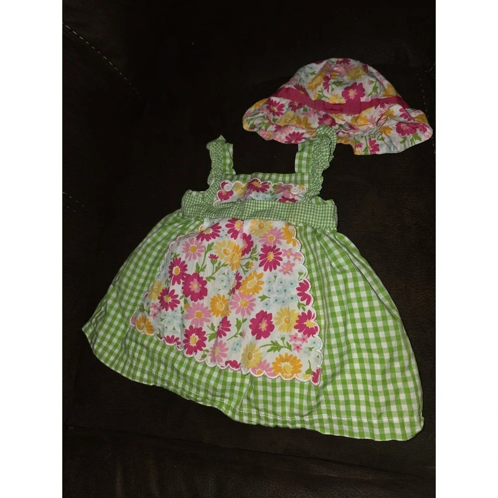 Gymboree layette line spring blossom‎ floral dress and hat size 3 6 months
