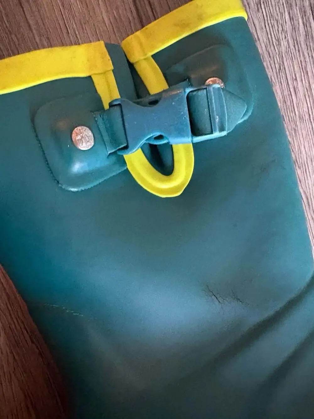 Hunter Kids Teal and Orange Rain Boots with Yellow Trim