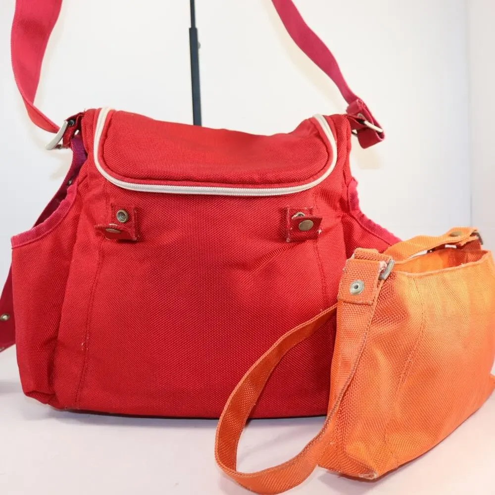 Loom Diaper‎ Bag – Red with Detachable Orange Pouch and Changing Pad