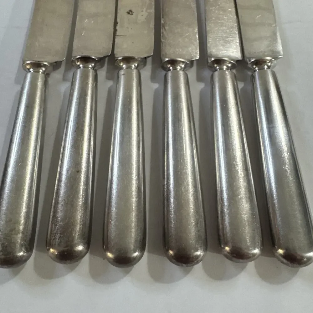 Vintage 6 Silverplate Knives Flatware - 1857 AS Co World Brand #16 Knives