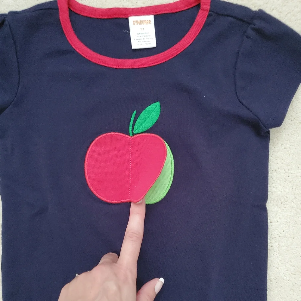 SOLD Gymboree Girls' Peek-A-Boo Apple Patch Top - Teacher's Favorite Shirt sz5T