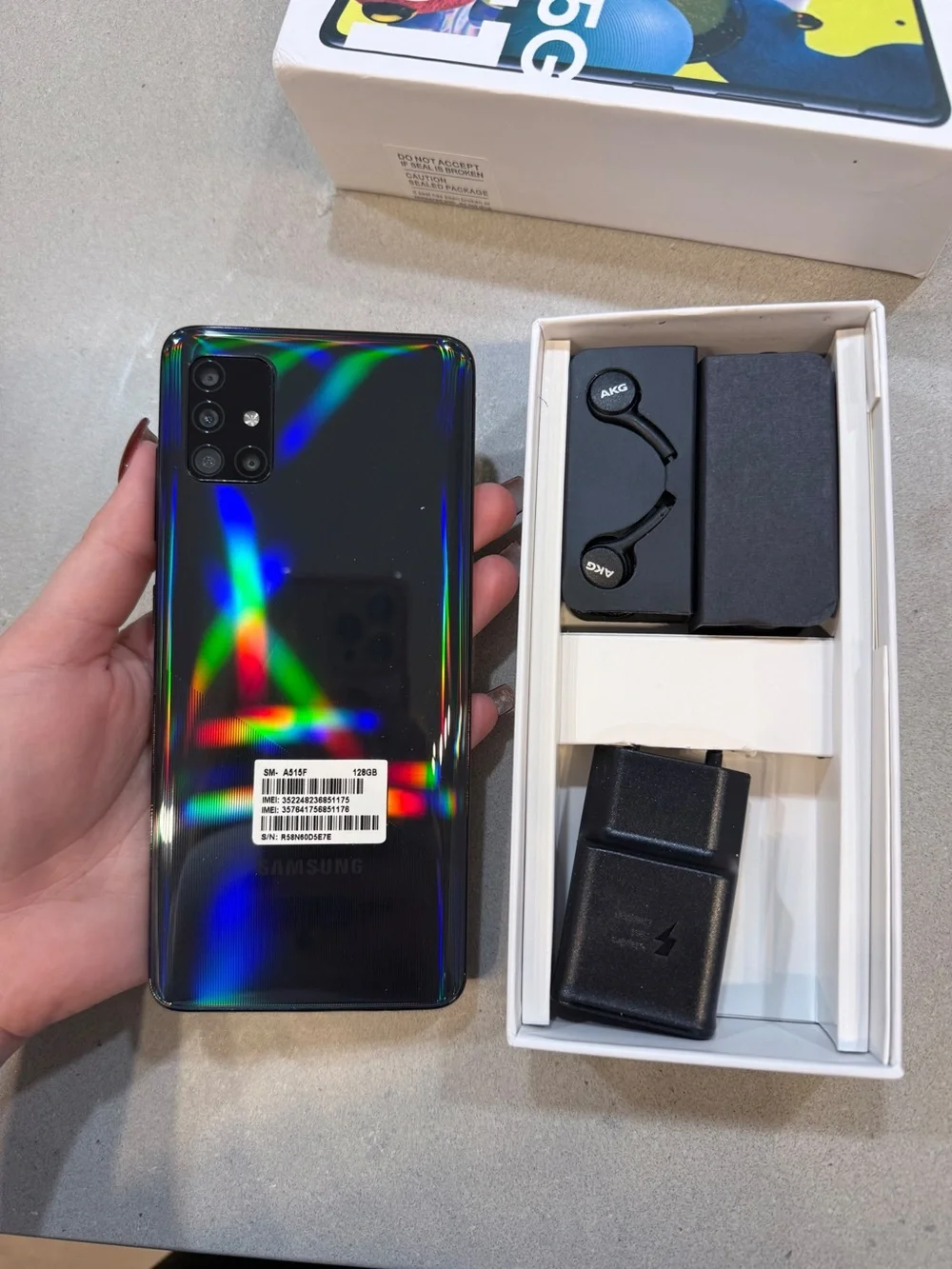 Samsung Galaxy A51 5G - Black Prism Back with Rainbow Highlights