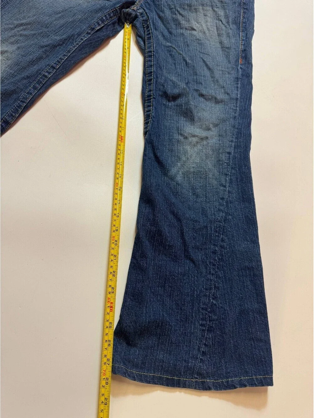 True Religion Jeans Mens 33 Blue Bootcut Flare Made in USA Horseshoe Y2K Denim
