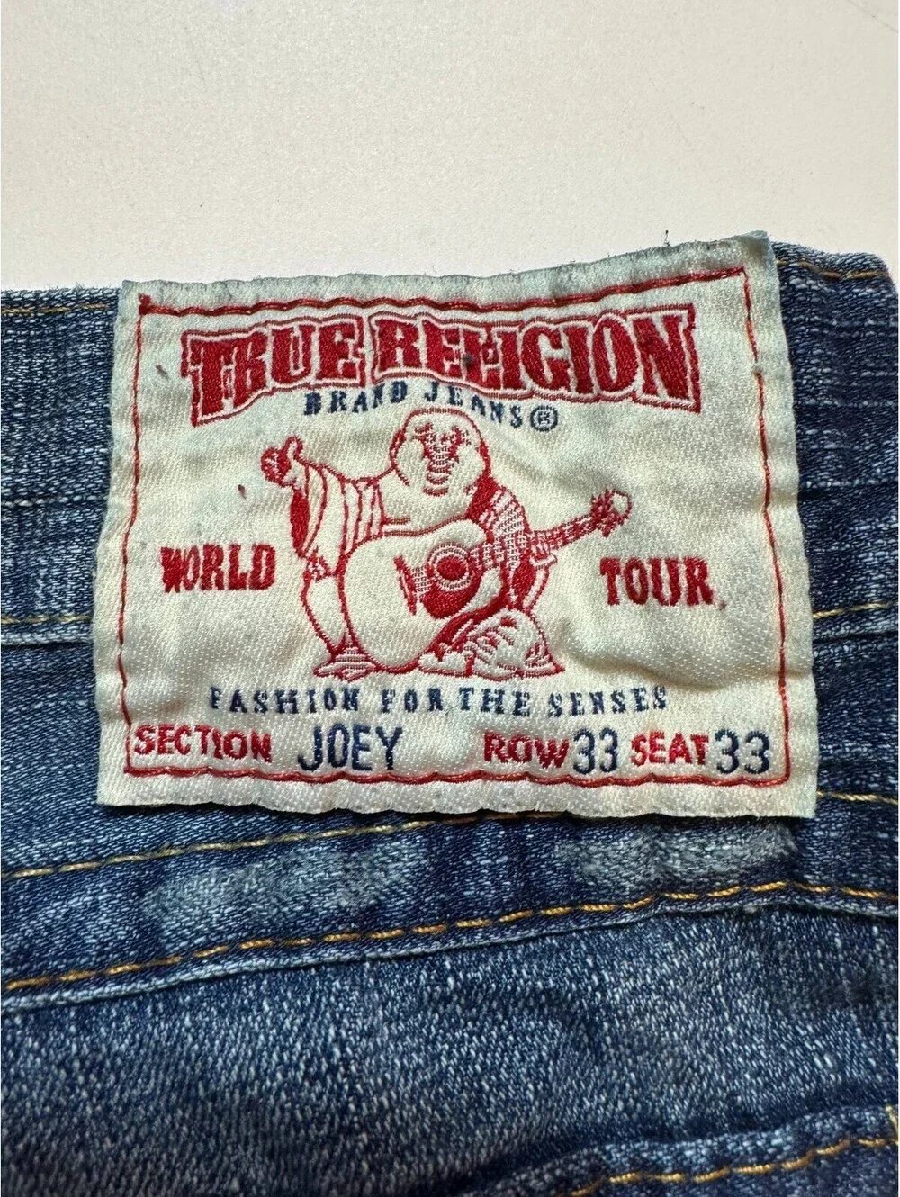 True Religion Jeans Mens 33 Blue Bootcut Flare Made in USA Horseshoe Y2K Denim