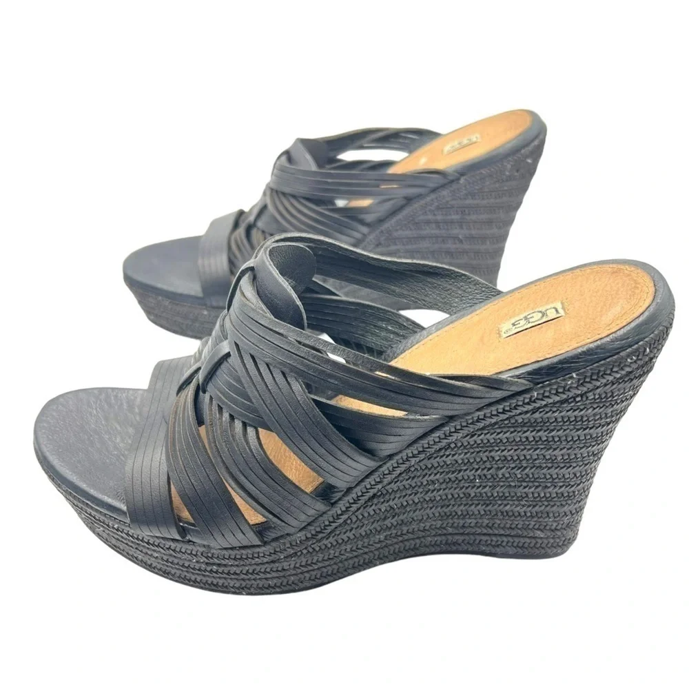 Ugg Melinda Platform Wedge Sandals Black Women's Size 9