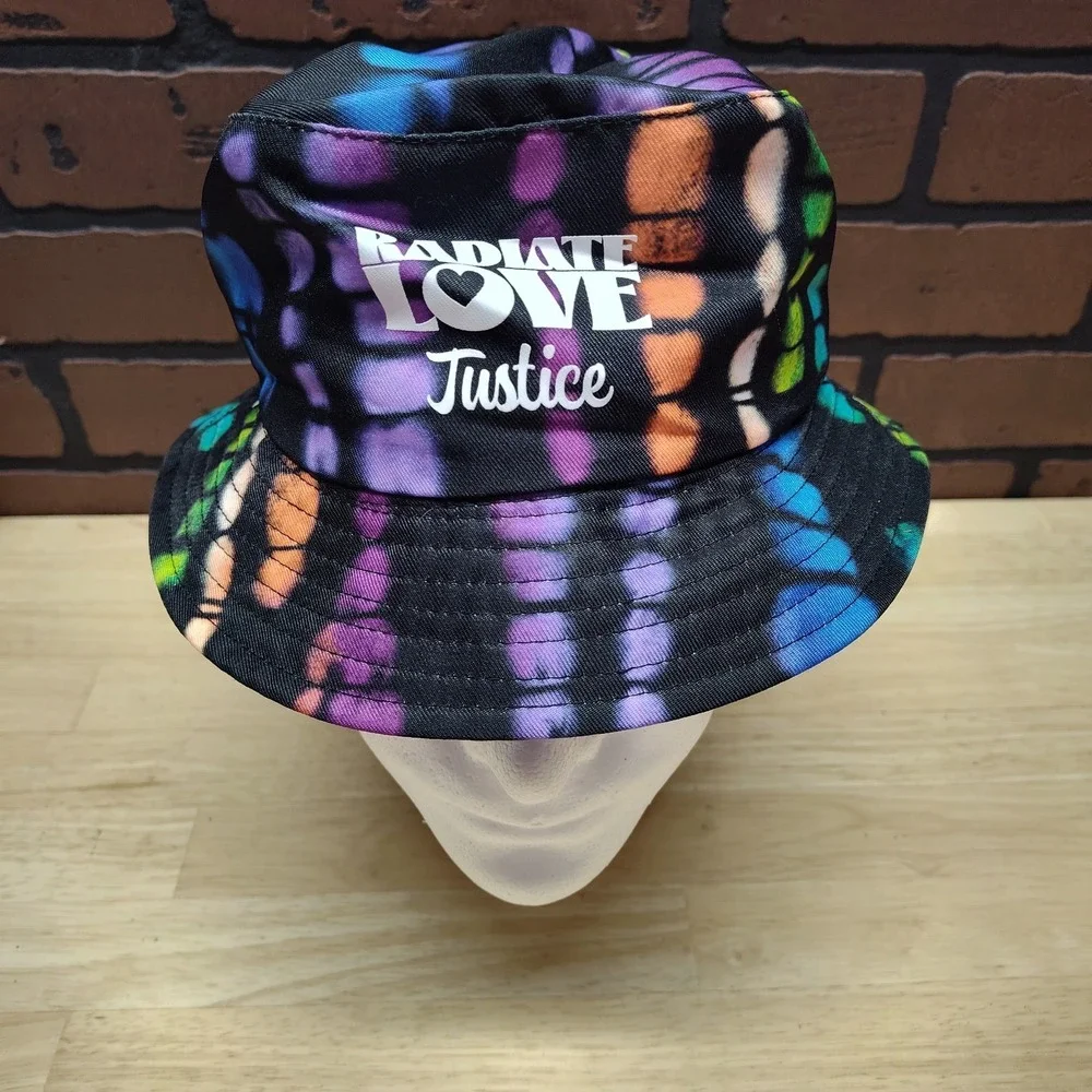 Justice tween bucket hat Radiate Love tie dye black one size fits most