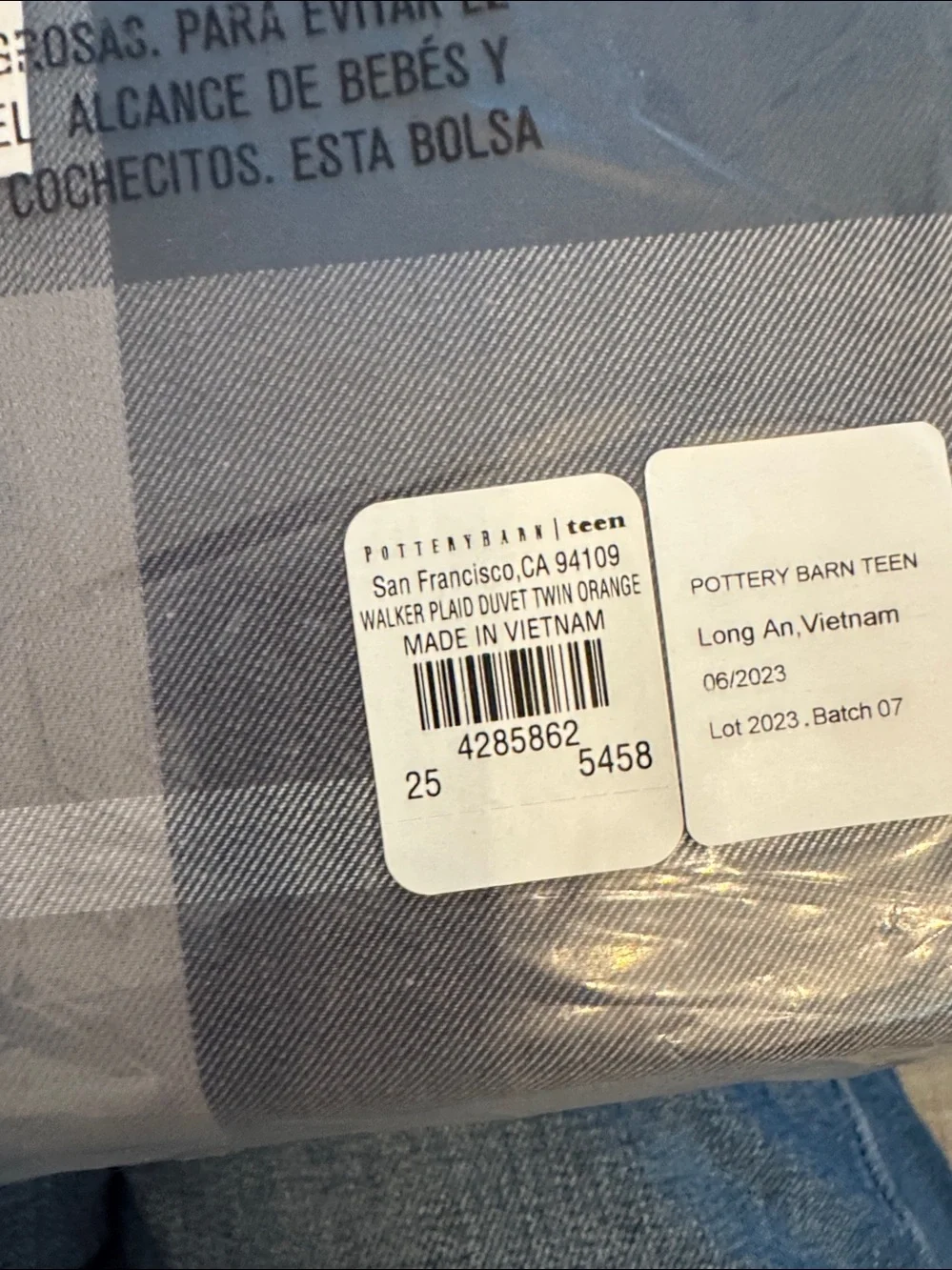 Pottery Barn Teen Walker Plaid Duvet Cover & Matching Pillow Sham, Twin Sz, NWT