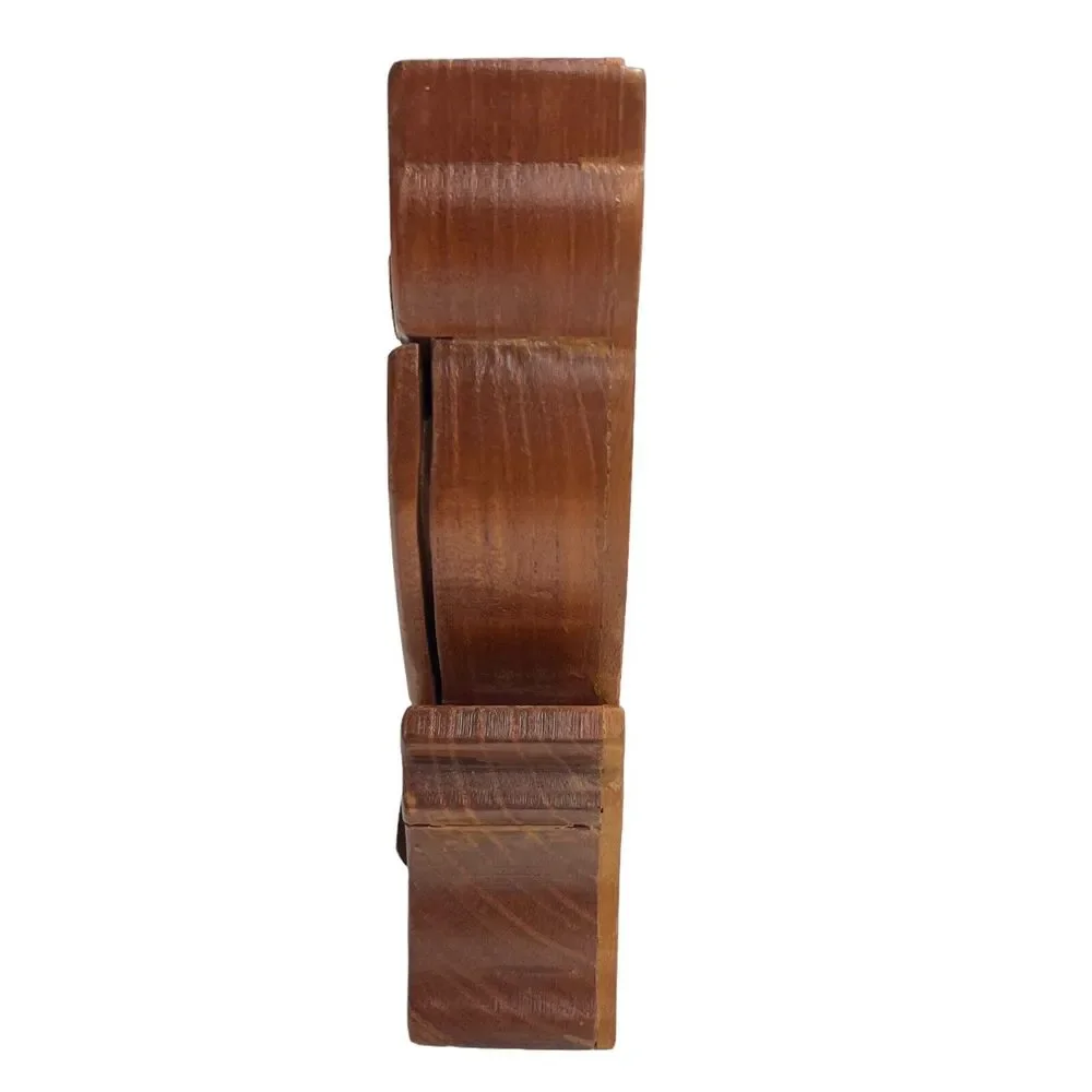 Hand-Carved Wooden Owl Puzzle Box 2- Pieces Hidden Drawers Jewlery Box‎