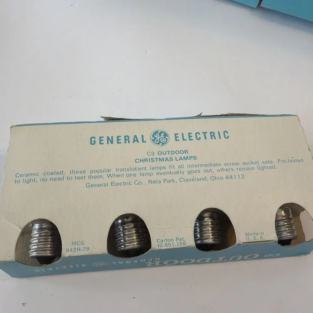 12 Vintage C9 1/2 GE Holiday Christmas Light Replacement Bulbs Yellow Blue Green