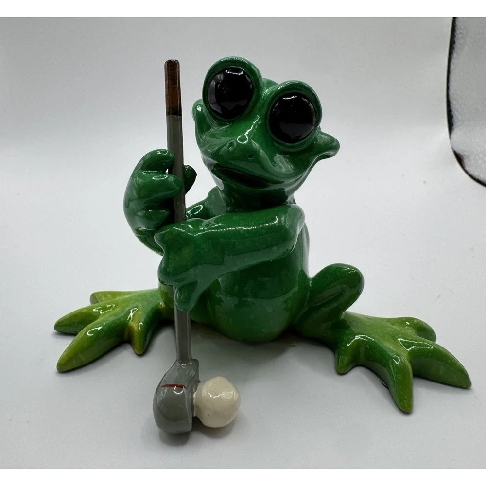 KITTY'S CRITTERS On The Green FROG CERAMIC WITH‎ BOX 2007 Golfers Gift