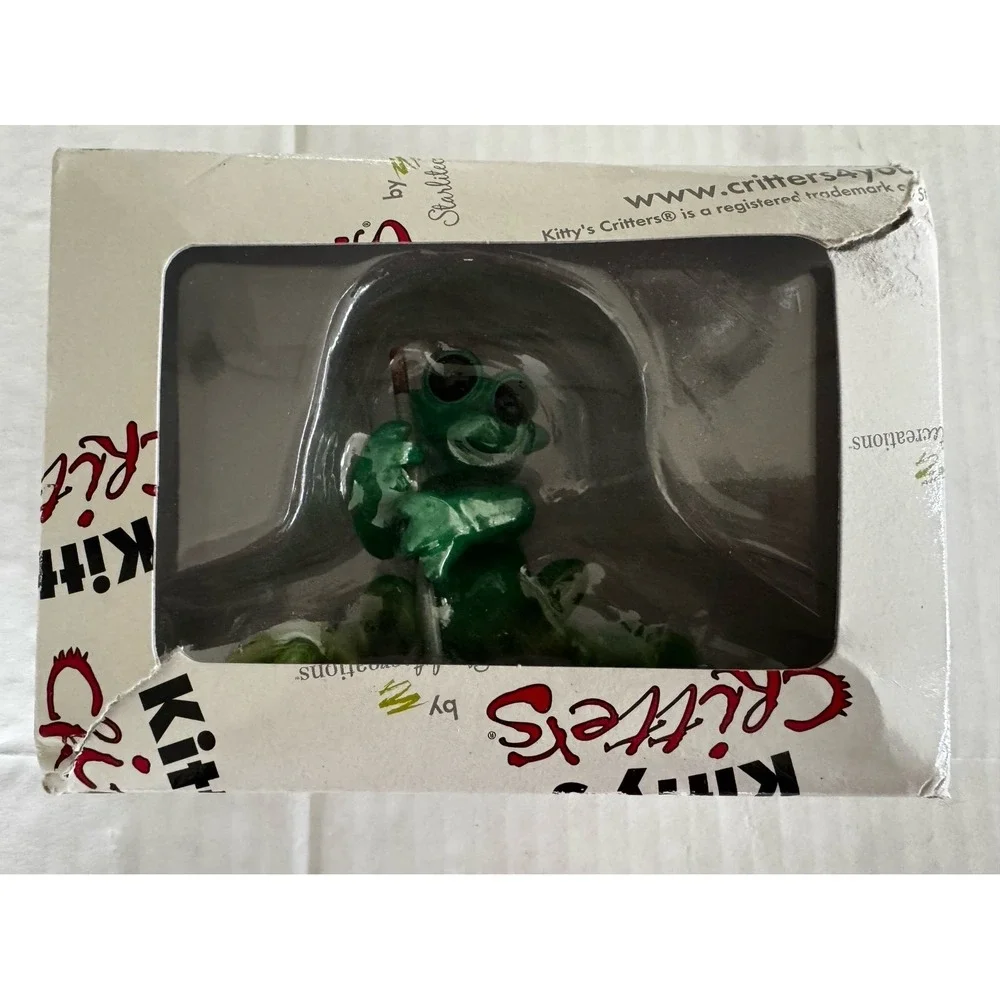 KITTY'S CRITTERS On The Green FROG CERAMIC WITH‎ BOX 2007 Golfers Gift
