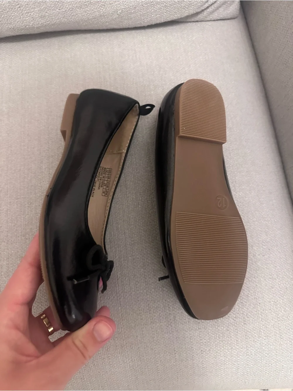 GAP Black Patent Girls' Ballet Flats with Bow - never worn!