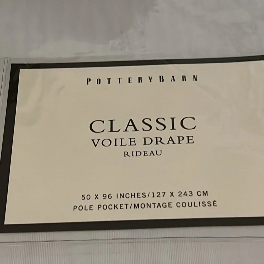 NWT Pottery Barn Voile Drape curtain 50” x 96” pole pocket