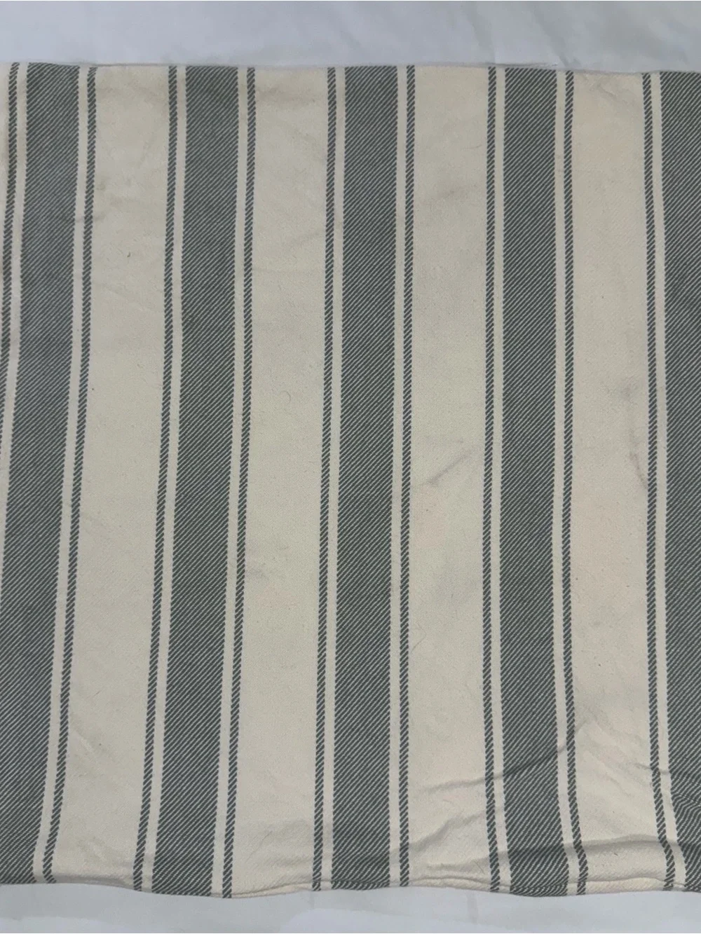 Pottery Barn Gray Green Antique Stripe Print Pillow Cover 24”x 24” Zipper
