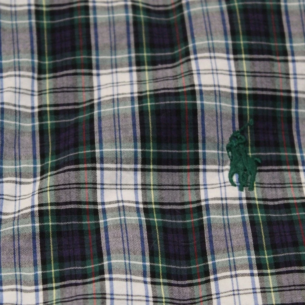 Ralph Lauren‎ Kids Plaid Button Down Shirt L/S Green Blue Size L 14-16 Cotton