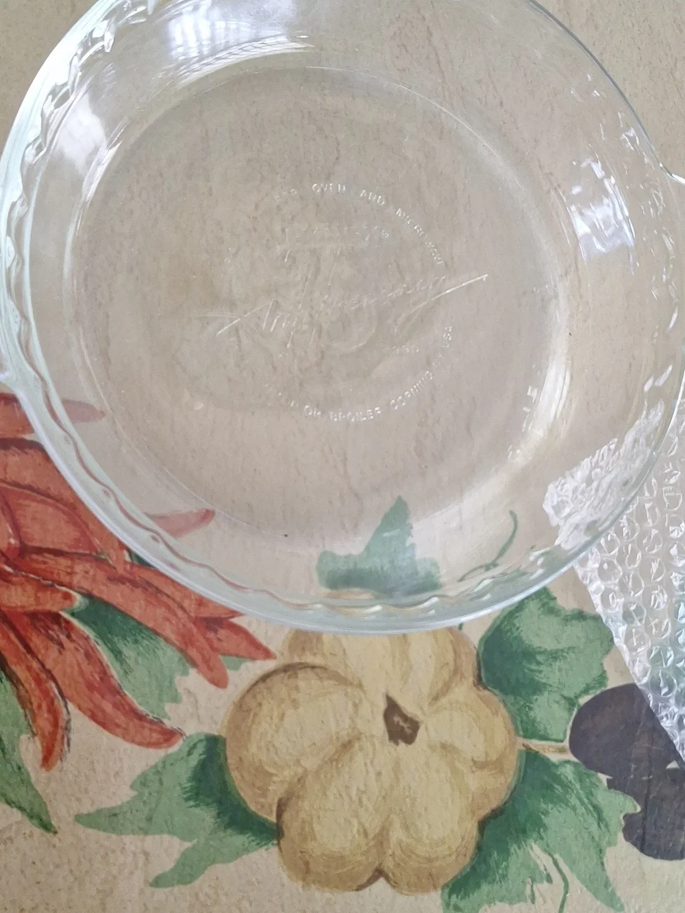 Pyrex Clear 75th Anniversary Glass Pie Plate with Scalloped Handled Rim
