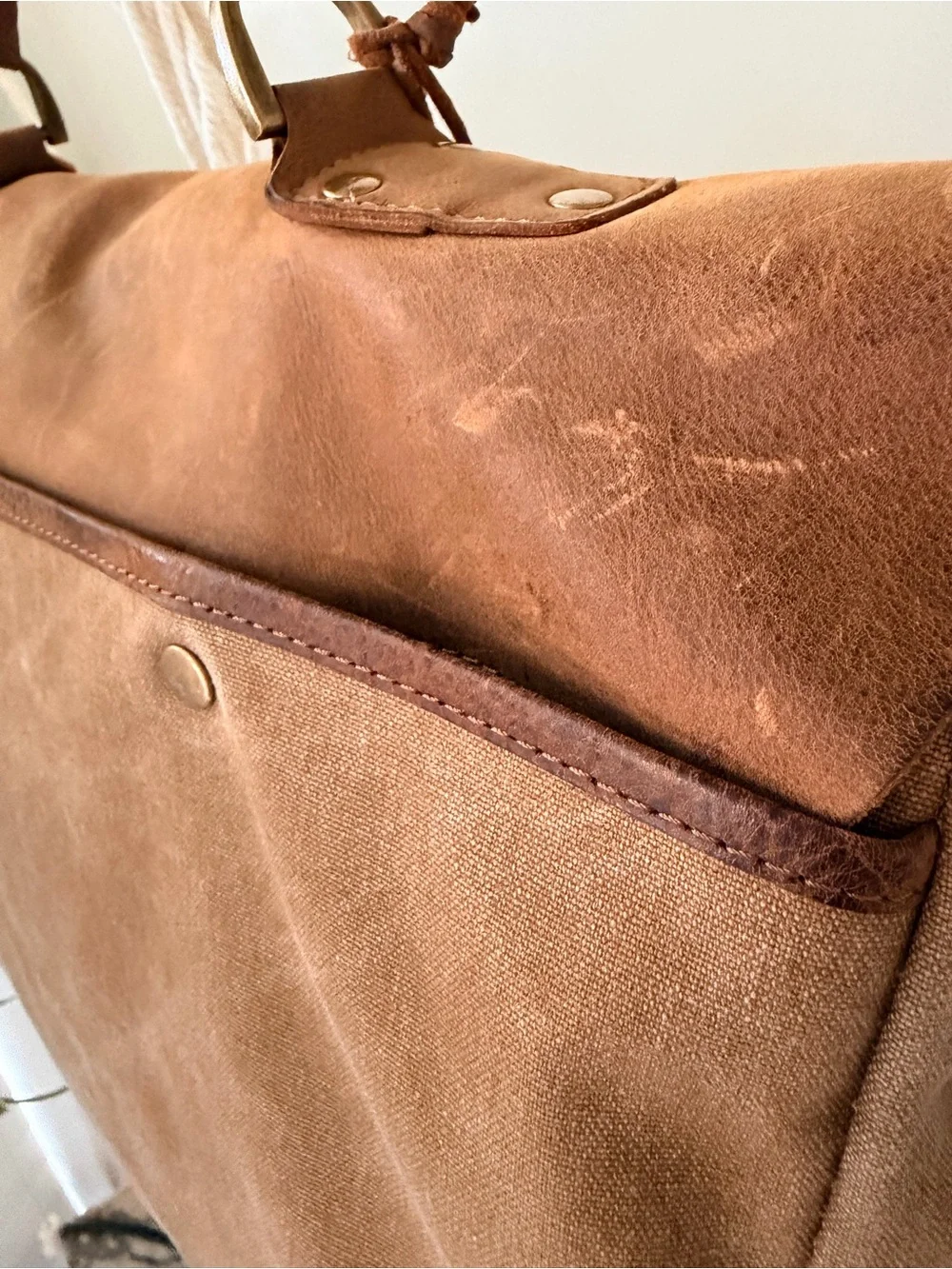 Wilsons Leather Vintage Canvas Laptop Messenger Bag Briefcase Satchel Brown
