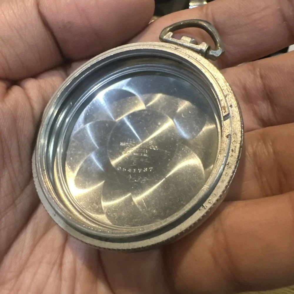 Vintage‎ Illinois Watch Back Case Co Spartan Base Metal Pocket Watch Empty Parts