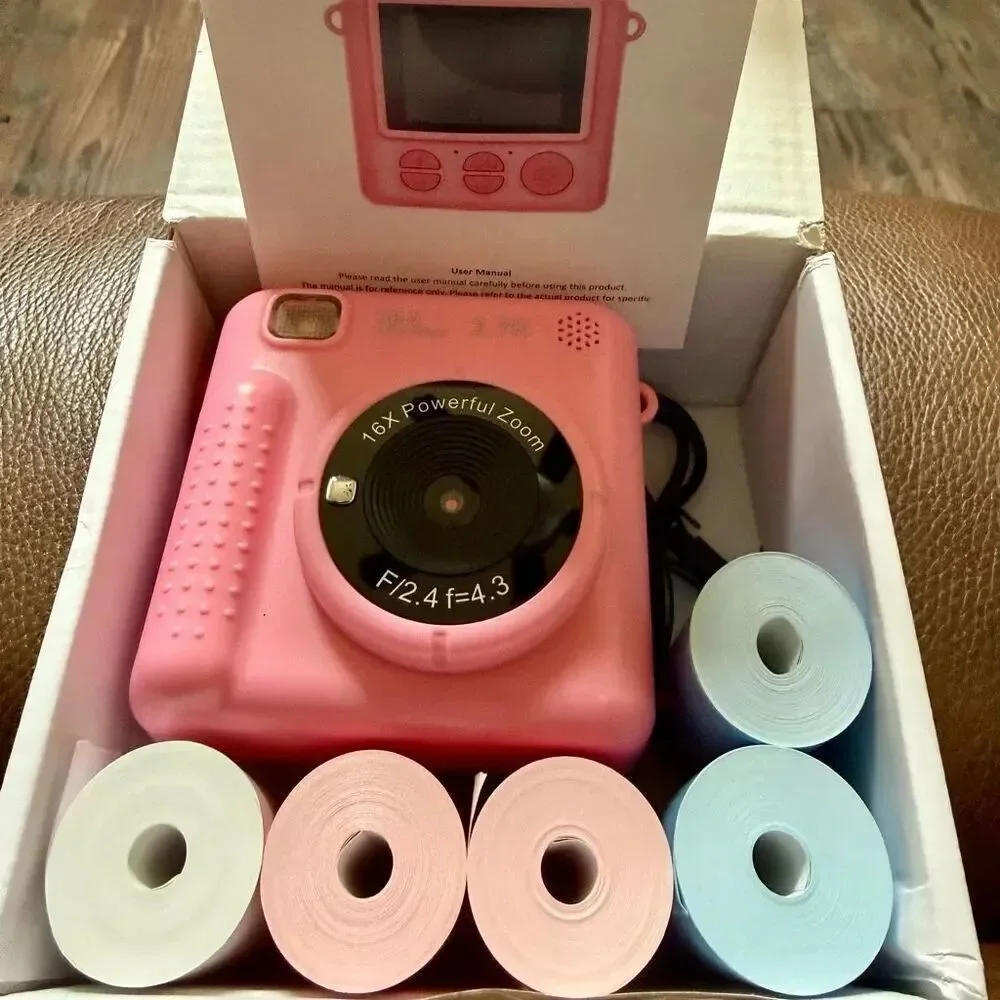 Kids Pink Camera Instant Print, Christmas Birthday Gifts for Girls Boys Age 3-12