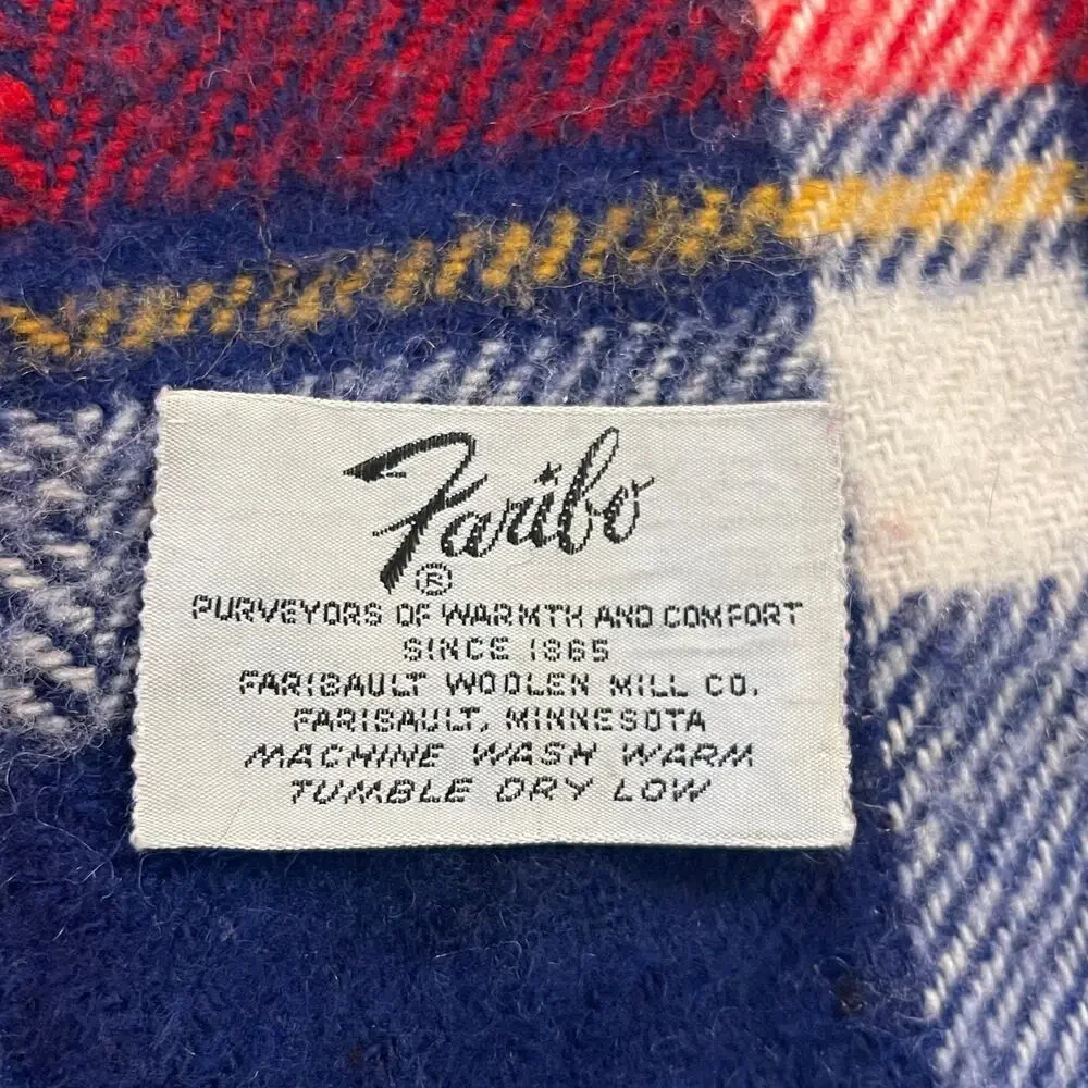 Vintage? Faribo Wool Plaid‎ Blanket 50X50 Stadium Poncho Throw