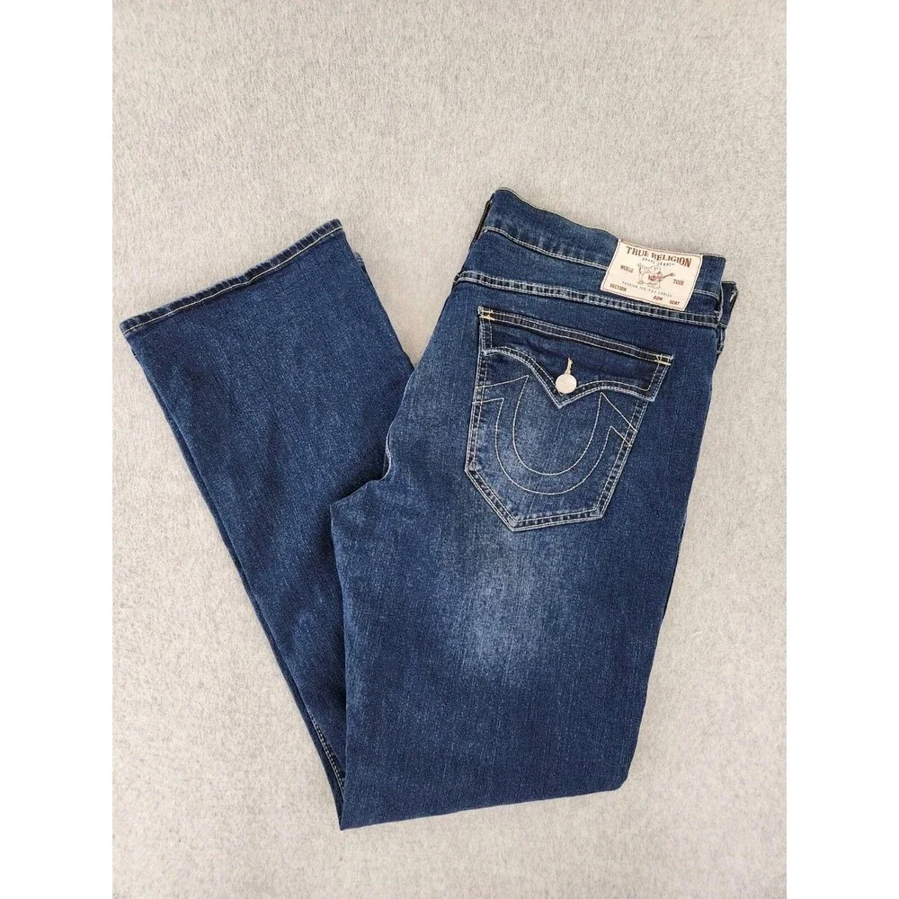 True Religion Billy Jeans 38 Flap T Snap Bootcut Relaxed‎ Stretch 42 40x34