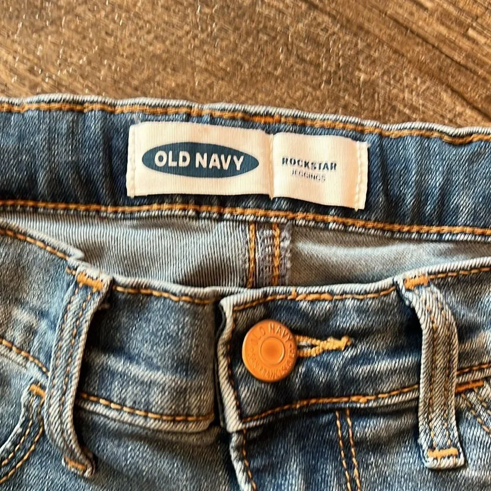 Old Navy Rockstar Girls Size 10 Skinny Jeans Light Wash Distressed Stretch