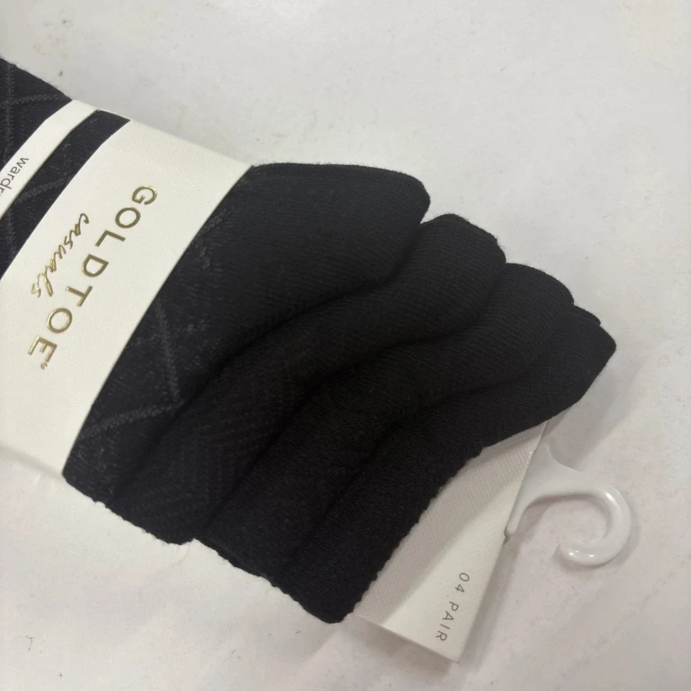 Gold Toe Casuals Womens 4 Pack Size 6 - 9 Texture Crew Socks Black Gold Toe NWT