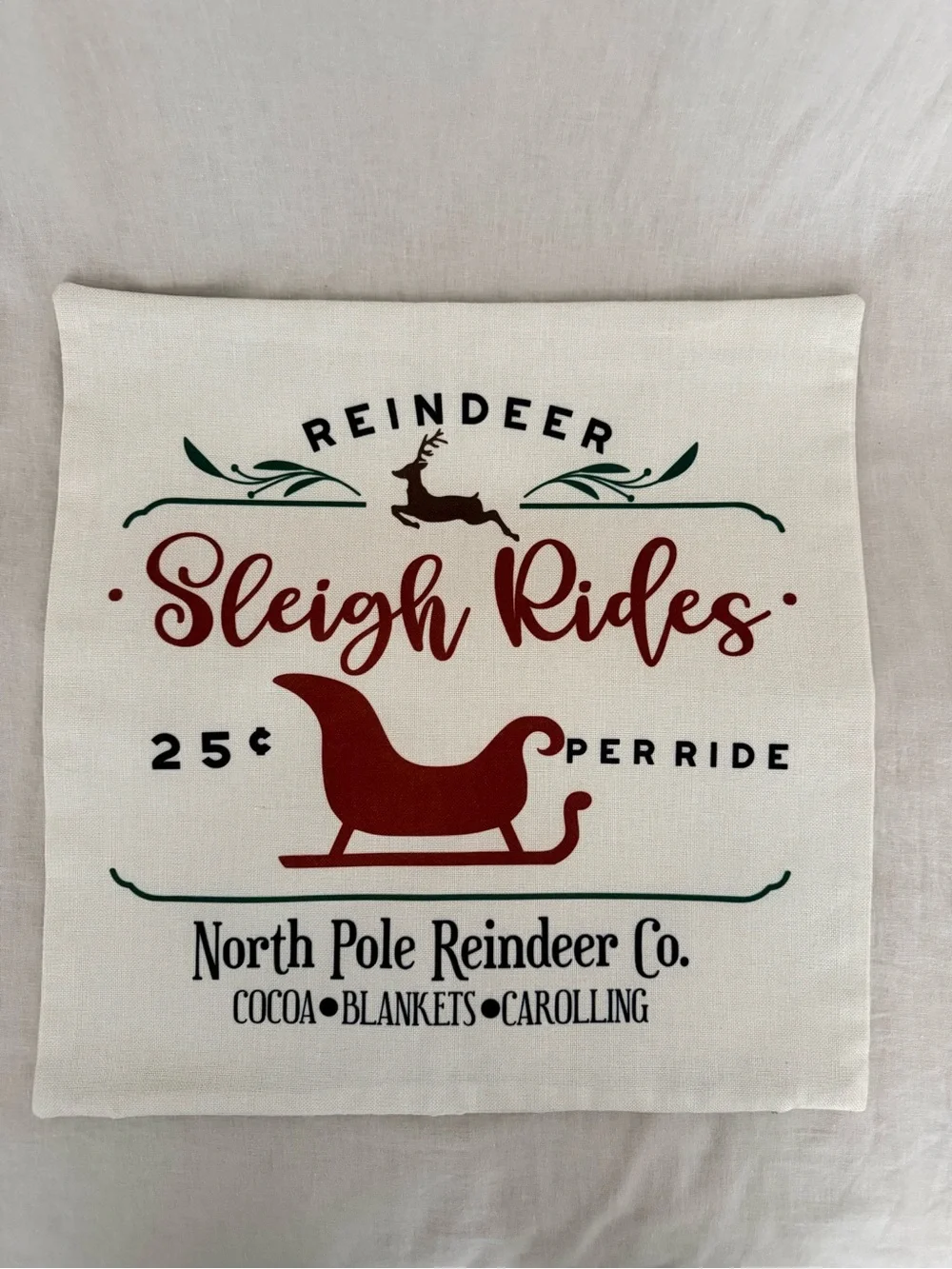Christmas Holiday Decorative Throw Pillow Covers - Neutral Red Green Set of Four