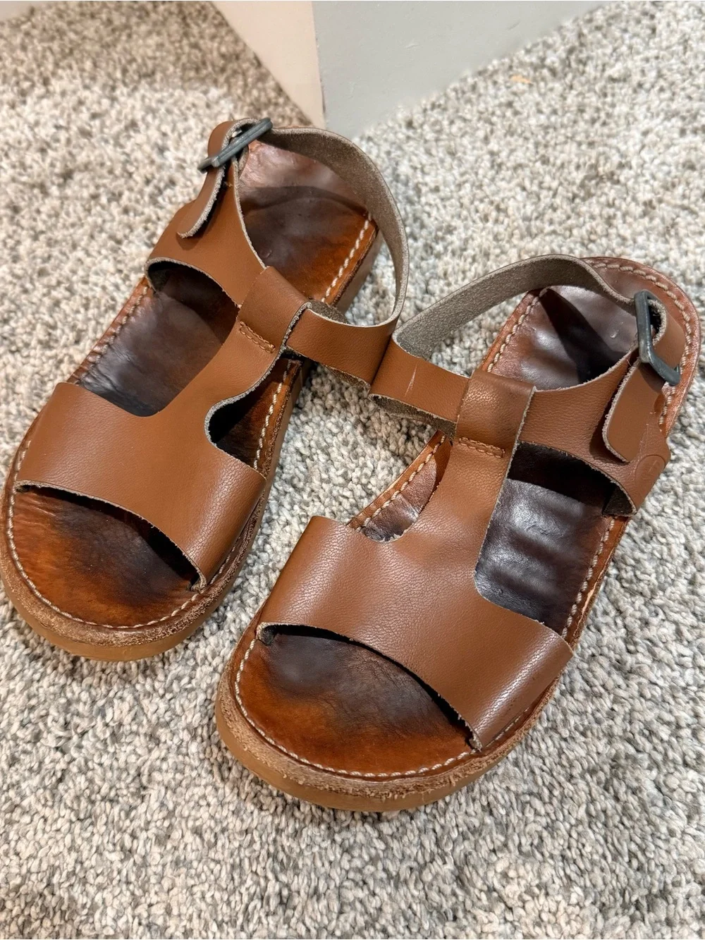 Freshly Picked Brown Leather Open-Toe Kids Sandals