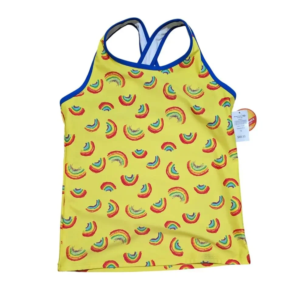 LL Bean Girls Size 16 Tankini Top‎ Rainbows NWT