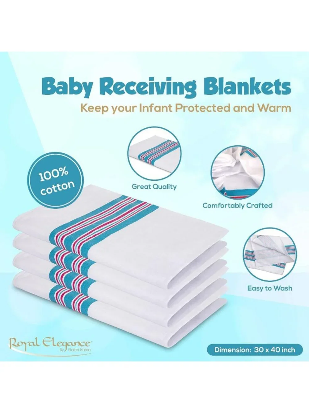 Soft 100% Cotton Unisex Hospital Receiving Blankets - Flannel 12 Pack, Cozy