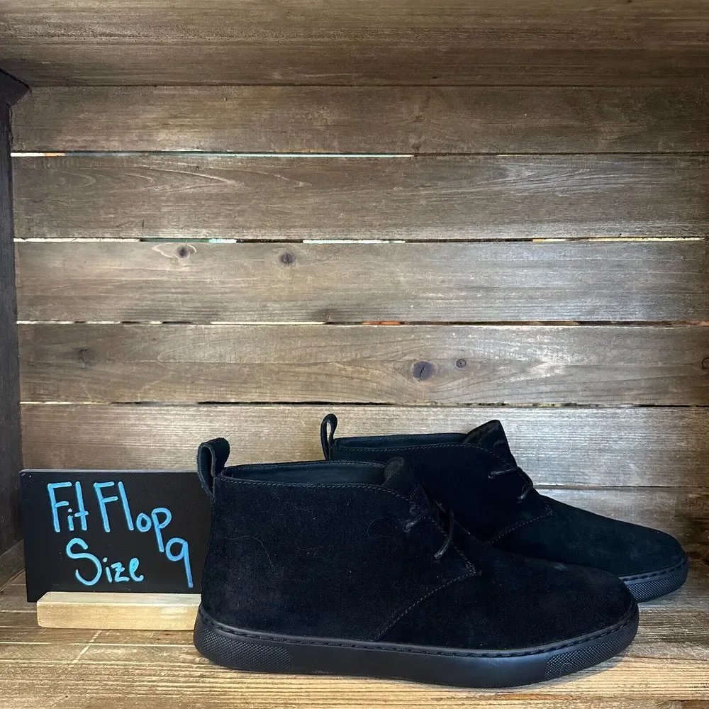 New NWOB Mens FitFlop Zackery Black Suede Comfort Ankle Chukka Boots Size 9 M‎