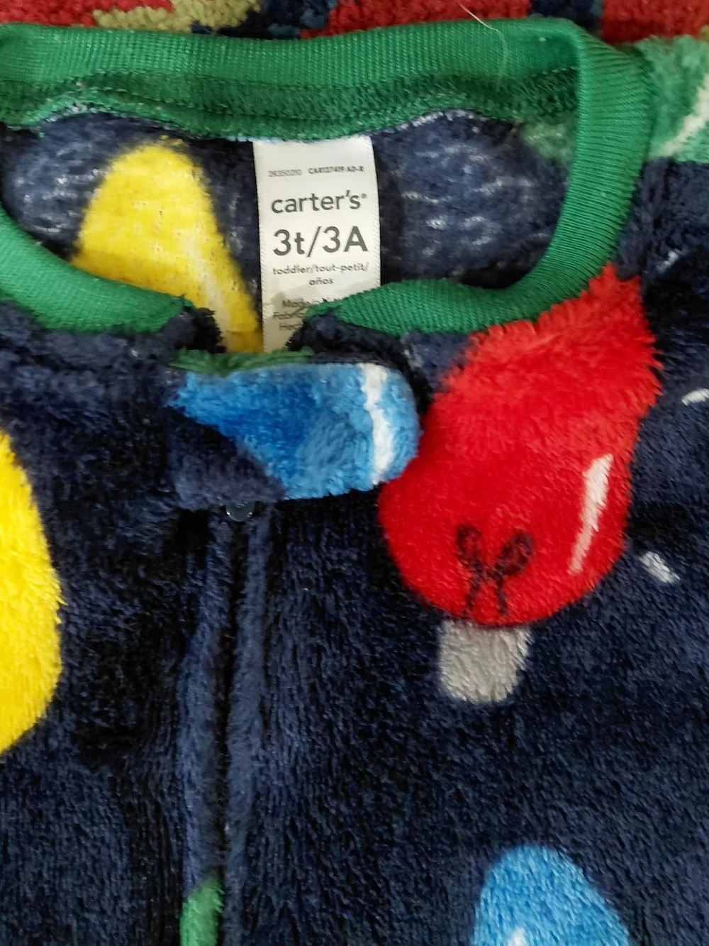 Carter's Navy Kids One-Piece Holiday Light Print Pajamas size 3T