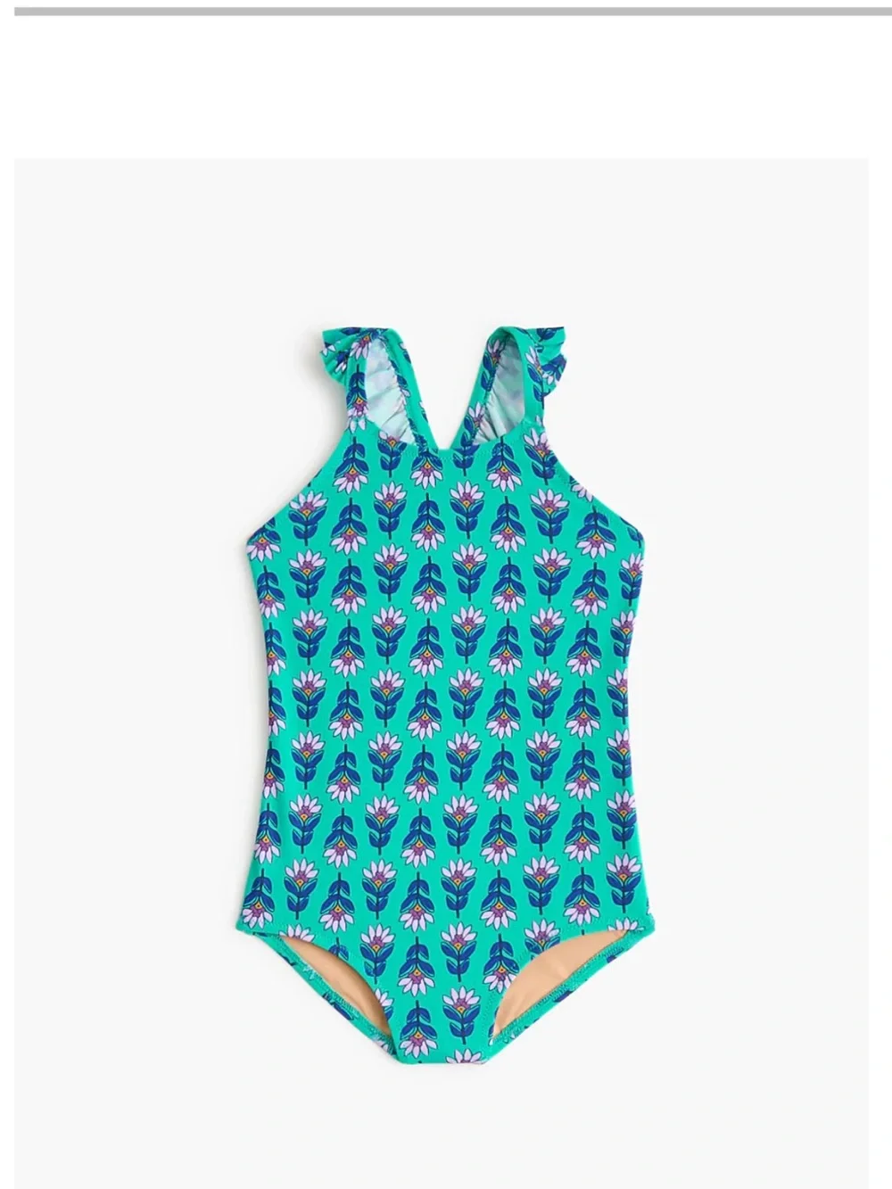 J. Crew Factory Girls' Teal Floral One-Piece Swimsuit